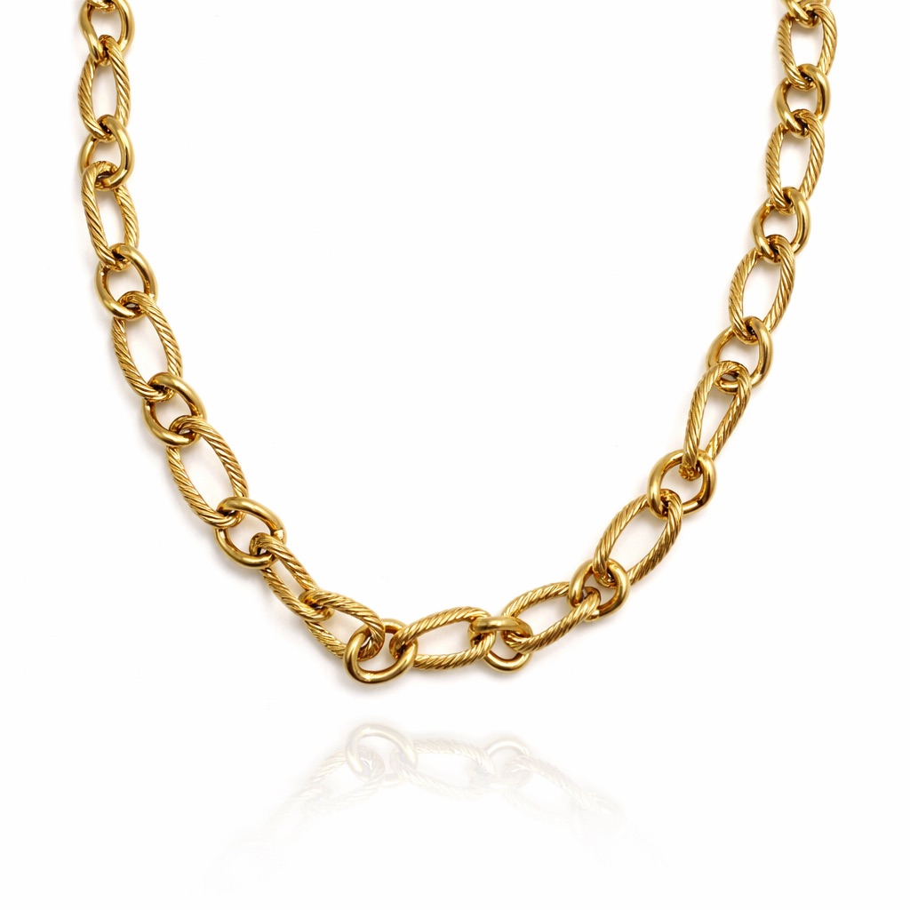 6mm | Gold | Stainless Steel | Textured Oval Link Chain